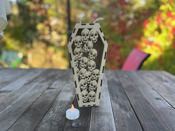 Skulls spooky Halloween Coffin Candle Holder