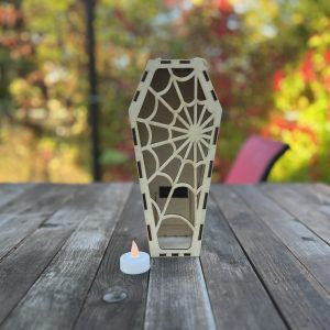 Spiderweb spooky Halloween Coffin Candle Holder