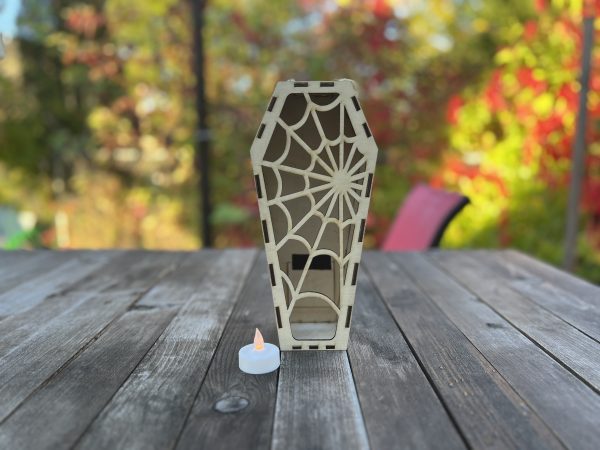 Spiderweb spooky Halloween Coffin Candle Holder