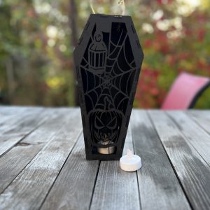 Pumpkin and Lantern spooky Halloween Coffin Candle Holder