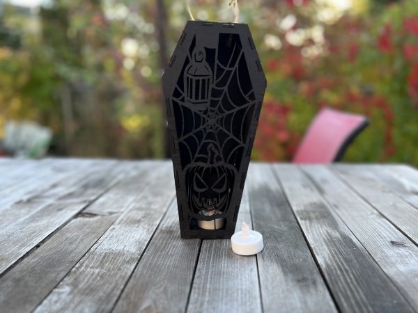 Pumpkin and Lantern spooky Halloween Coffin Candle Holder